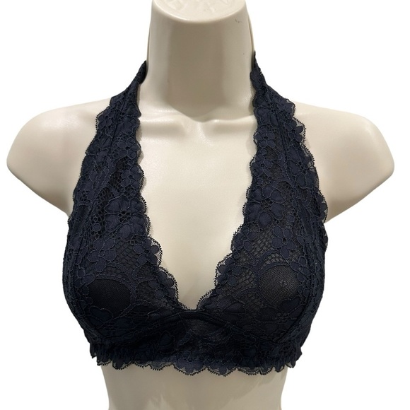 Free People Women's Galloon Lace Halter Bralette Black - Picture 2 of 4